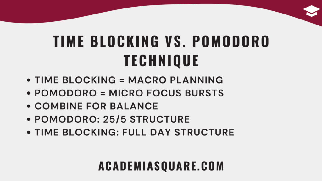 Time Blocking vs. Pomodoro Technique