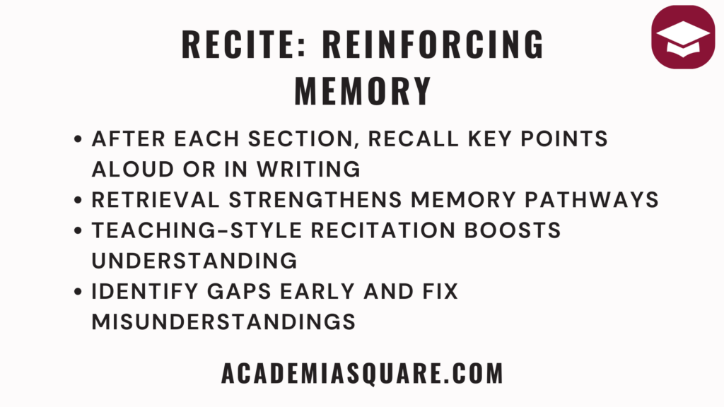 SQ3R Method: How to Master Active Reading and Boost Your Study Skills 30 SQ3R - Recite: Reinforcing Memory