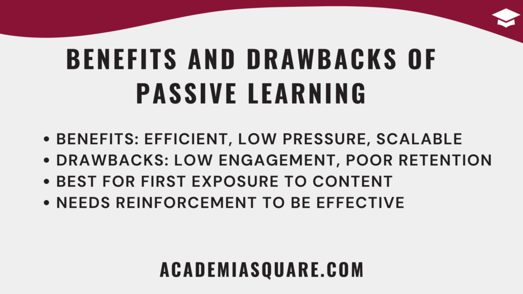 Benefits and Drawbacks of Passive Learning