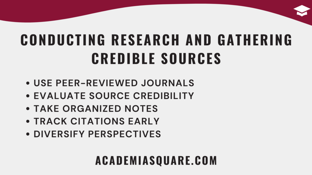Conducting Research and Gathering Credible Sources